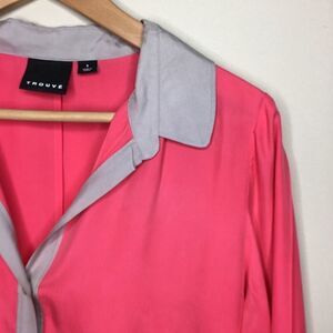 Trouvé Sz S Pink Silk Blouse Button Up